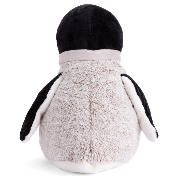 Plush penguin toy on a white background