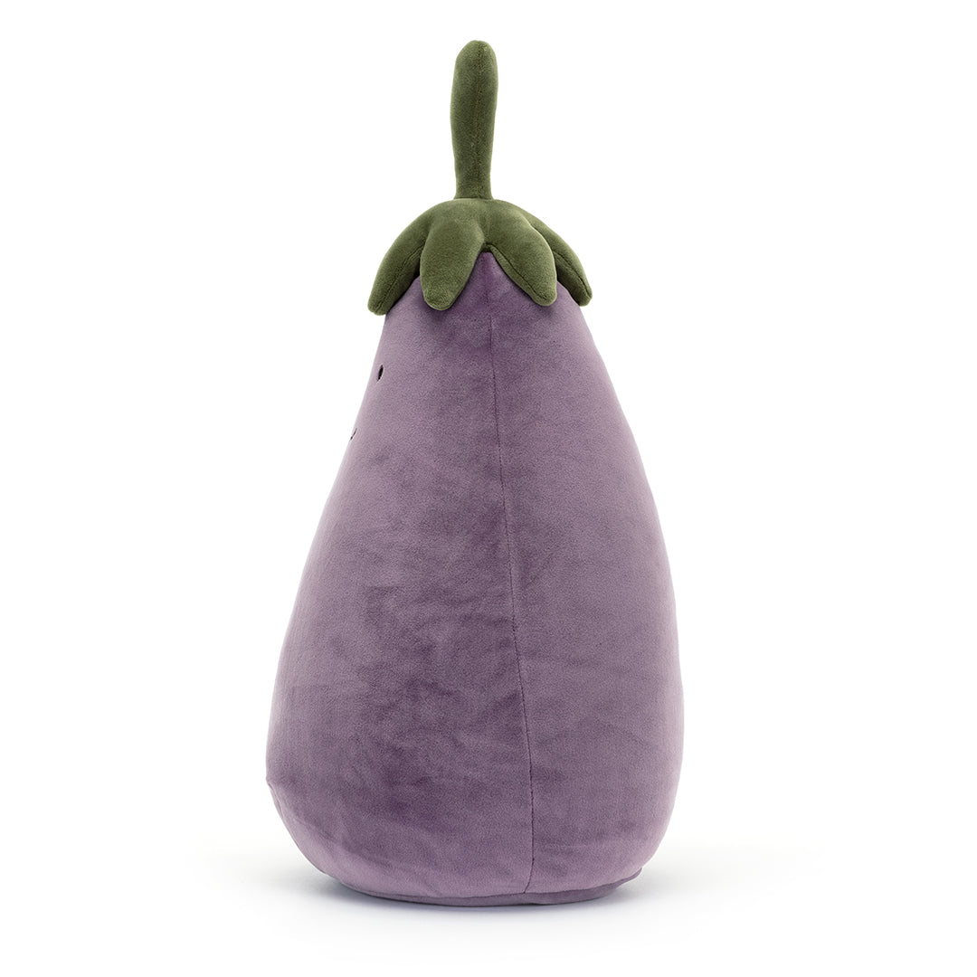 Plush, purple, eggplant toy.