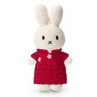 Crocheted Miffy bunny wearing a red dress.