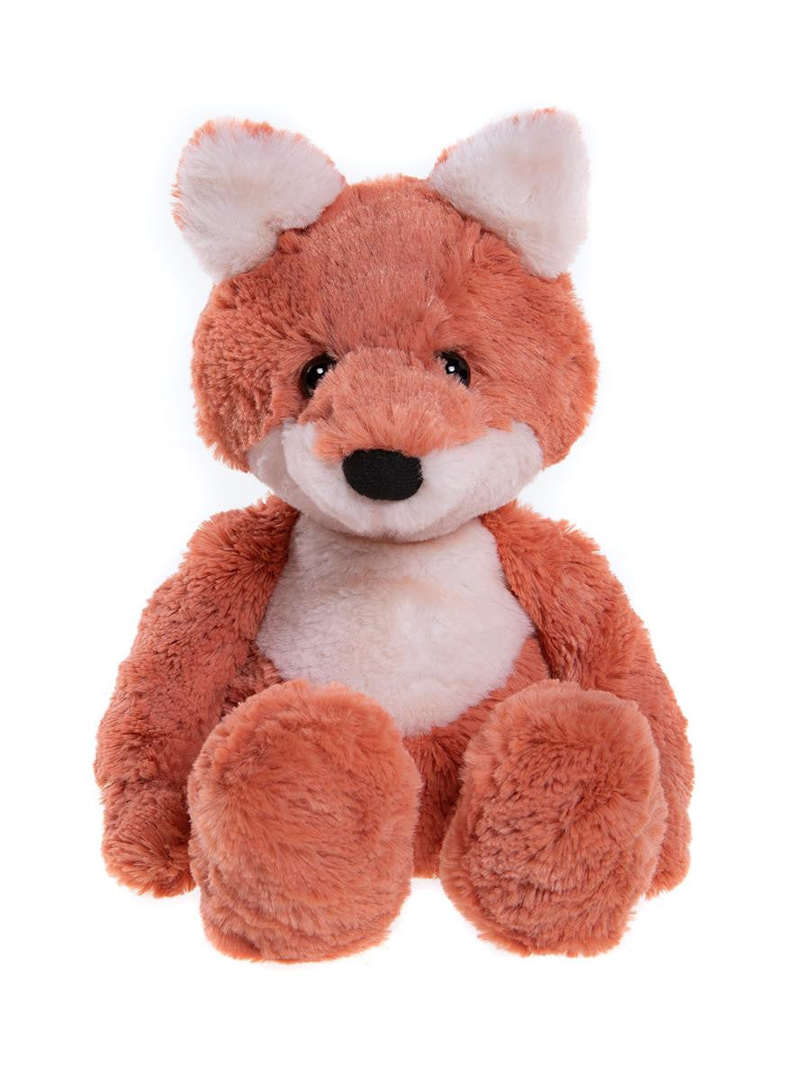 Plush fox toy on a white background