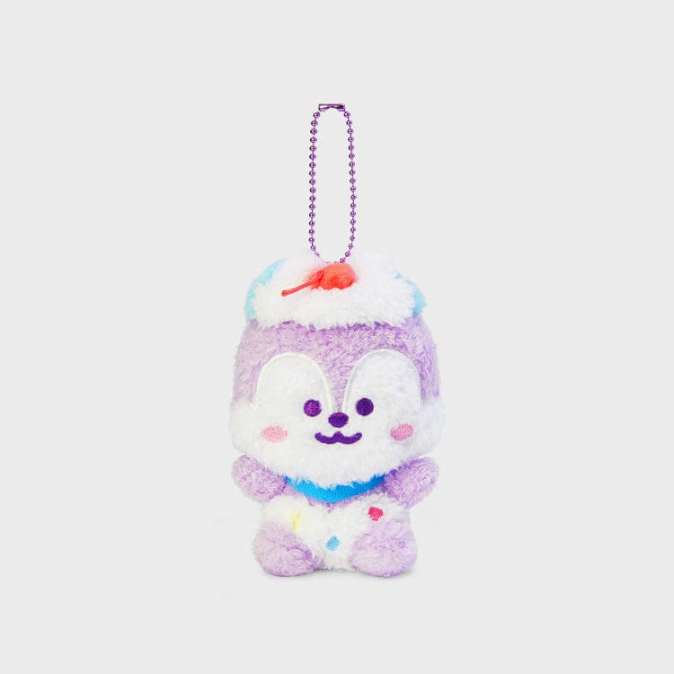 Purple plush toy with chain, styled as ice cream.