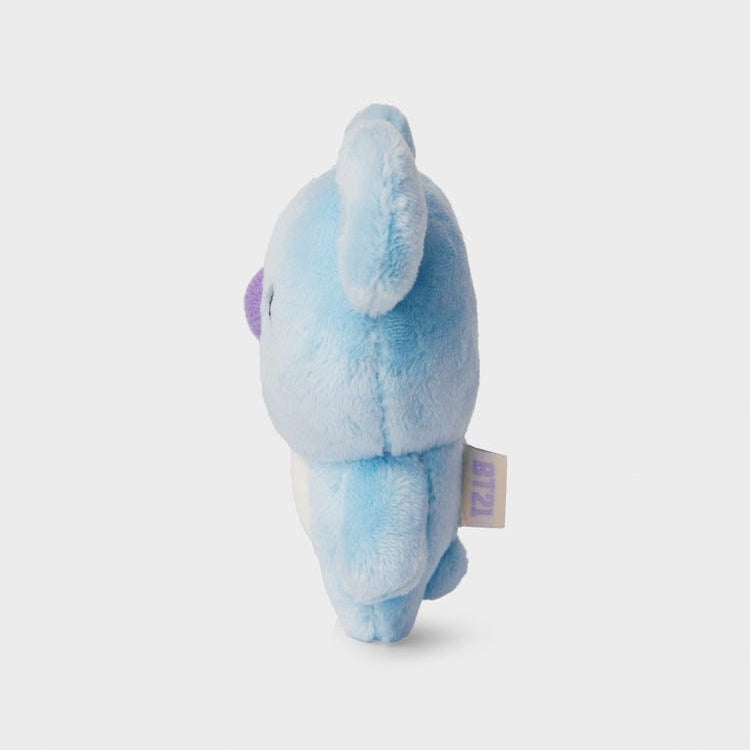 Light blue BT21 plush toy, side view.