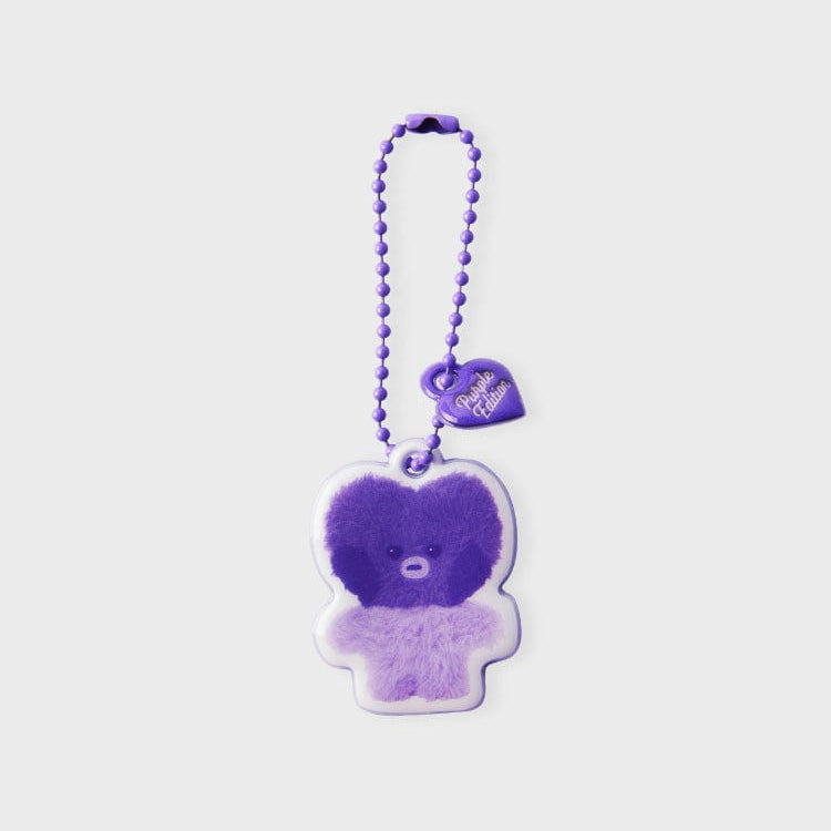 Purple teddy bear keychain.