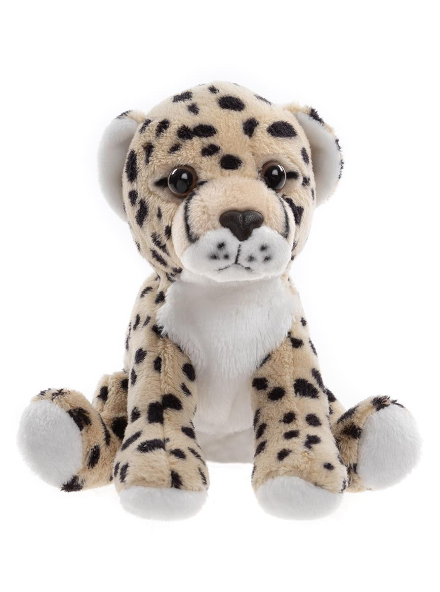 Plush toy cheetah on a white background