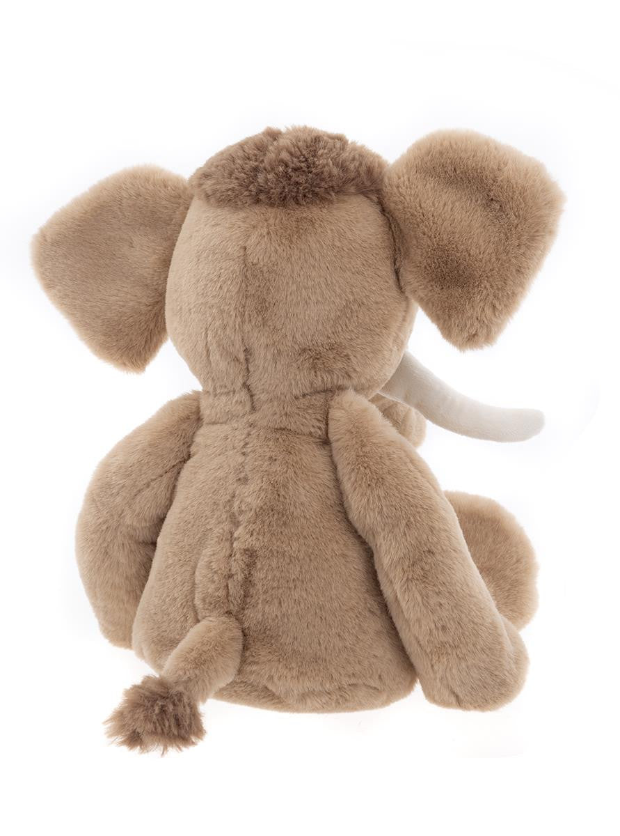 Plush elephant toy on a white background