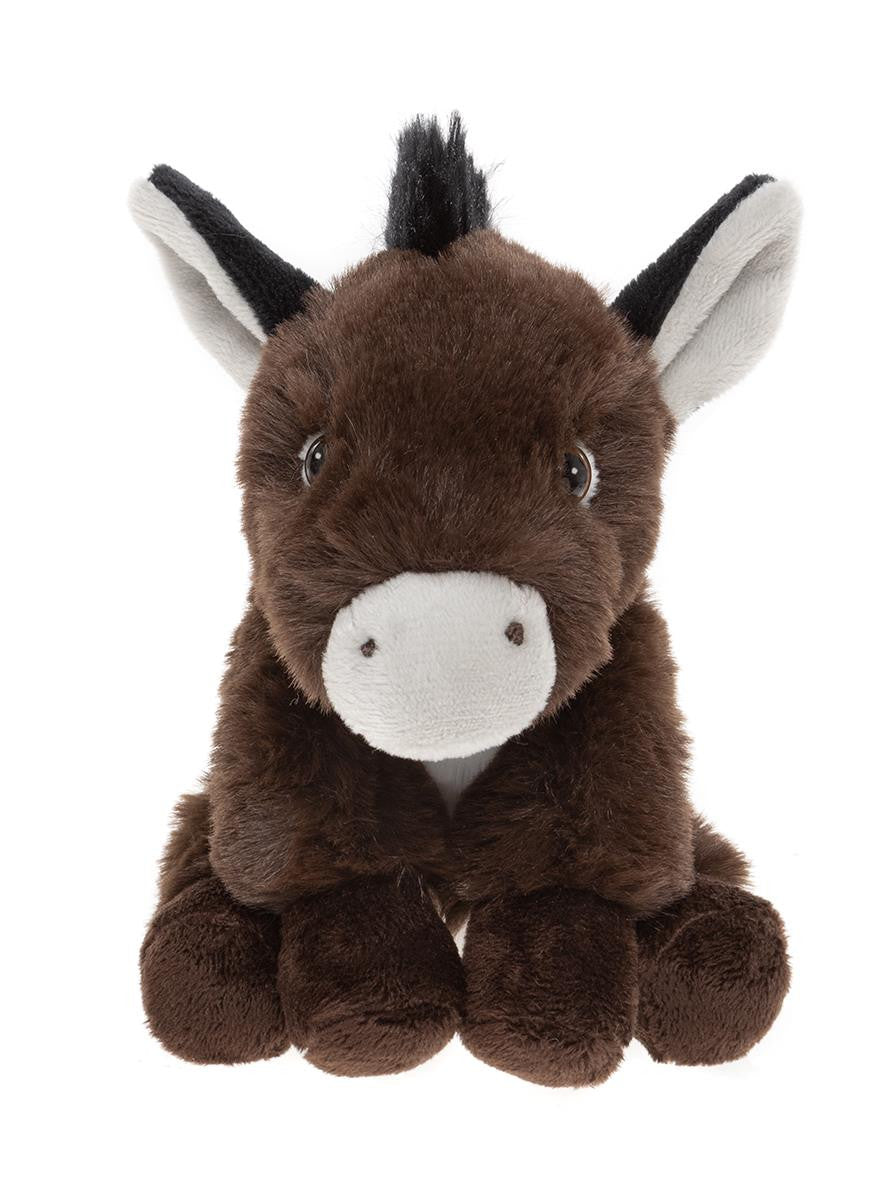 Plush donkey toy on a white background