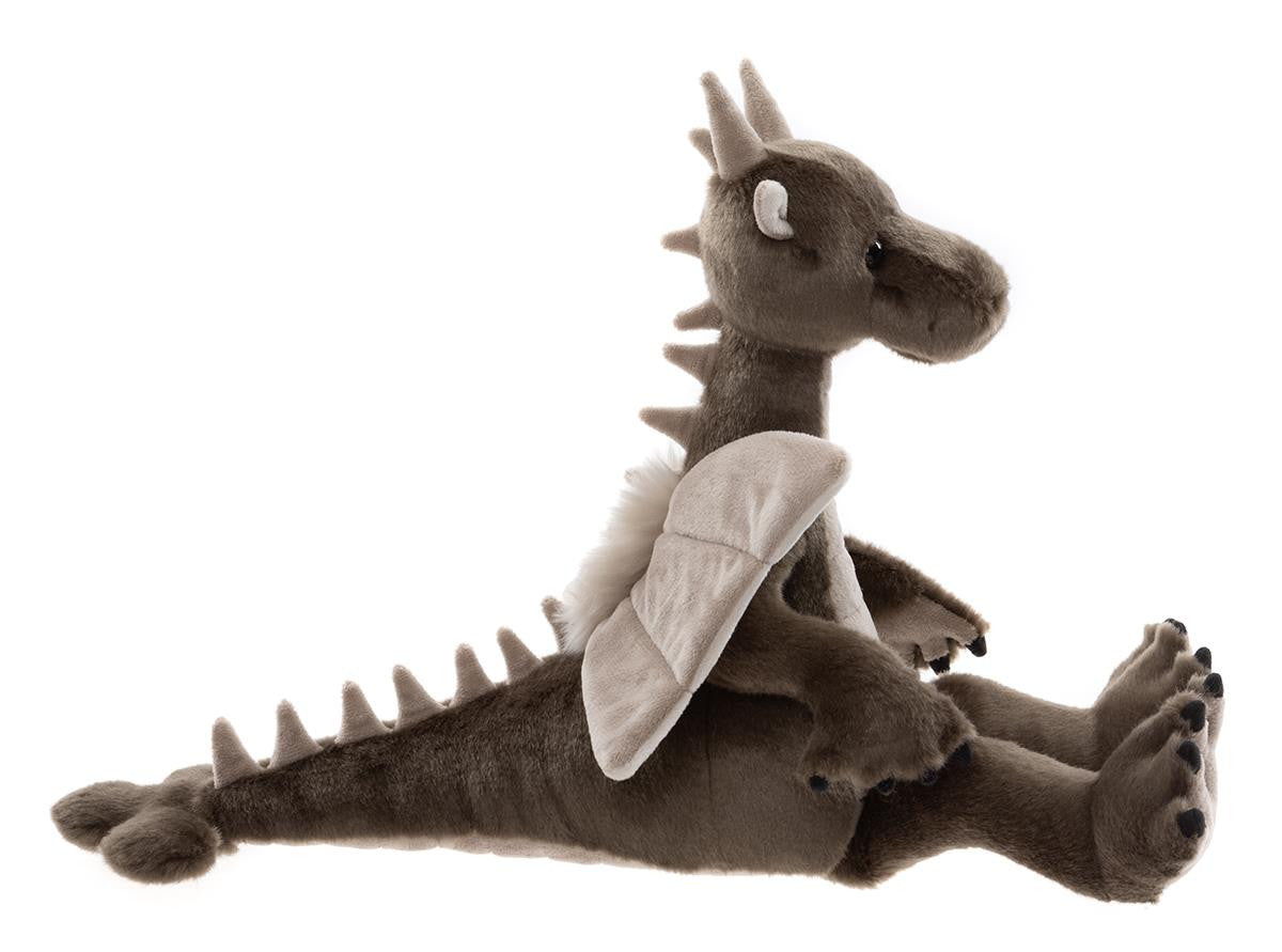 Plush dragon toy on a white background