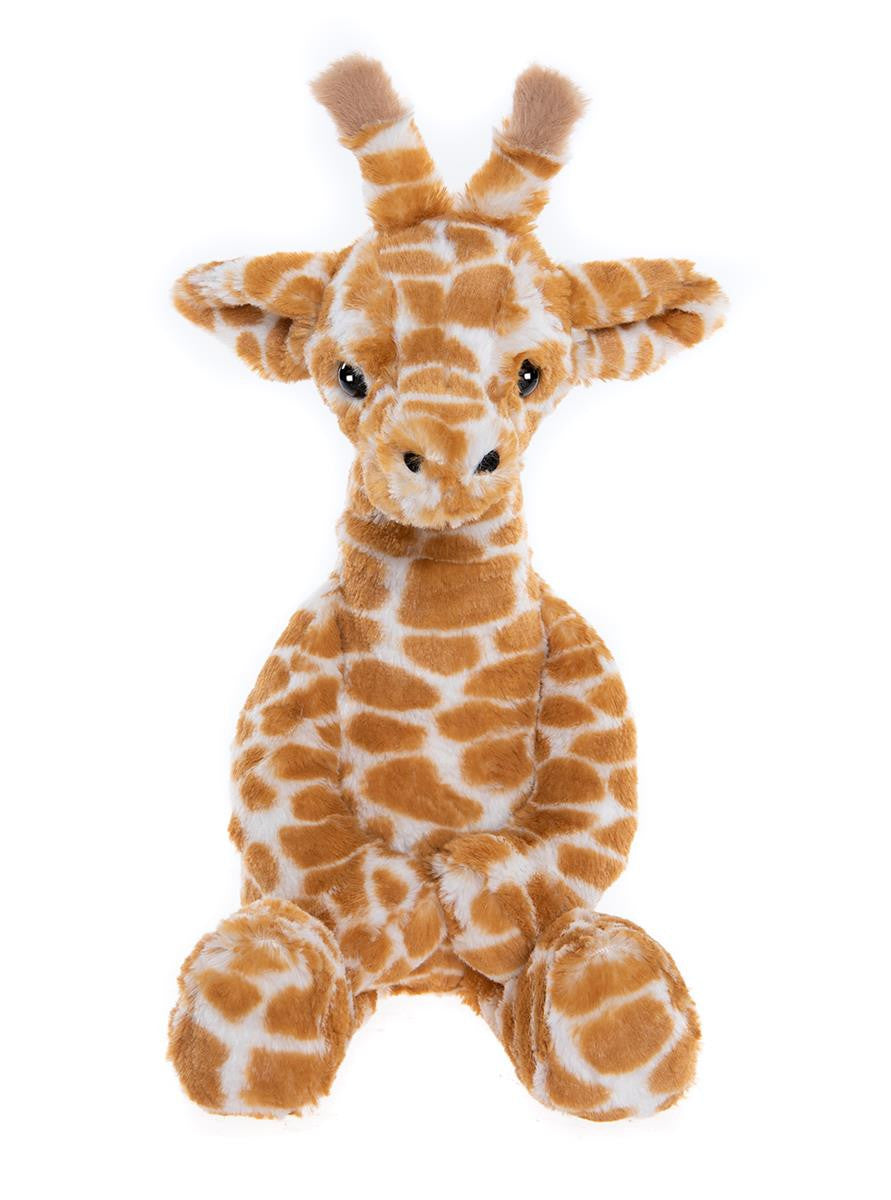 Plush giraffe toy on a white background