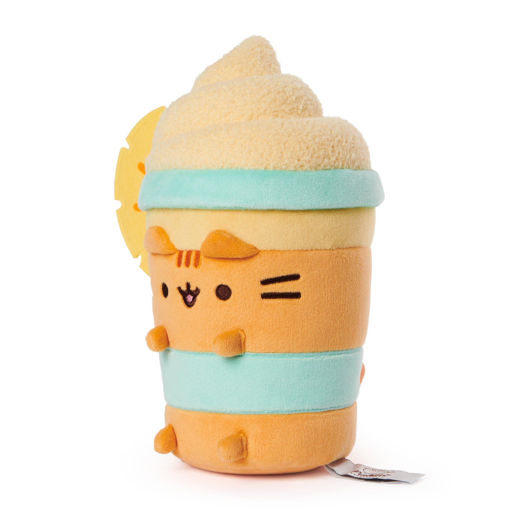 Stuffed cat toy shaped like an ice cream sundae.