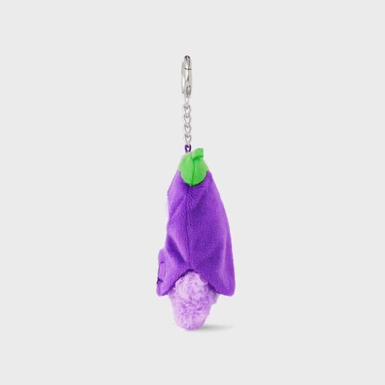 Purple eggplant-shaped plush keychain.