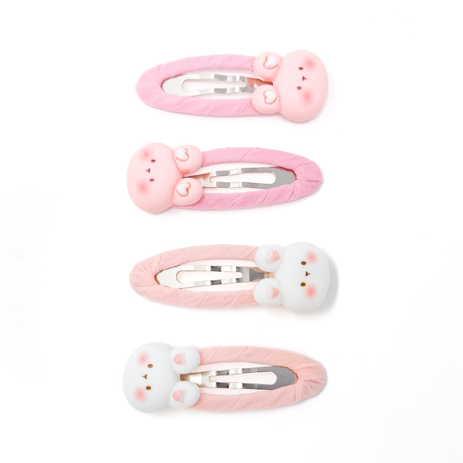 Four bunny hair clips.