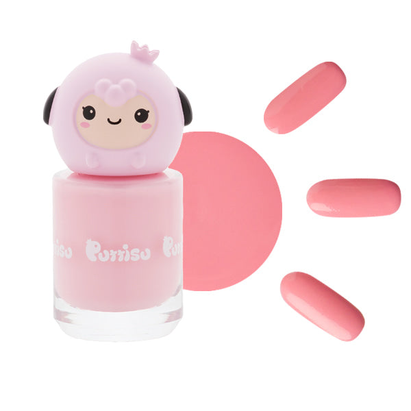 Pink nail polish with sheep-shaped cap.