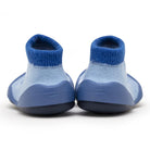 Pair of blue baby sock shoes.