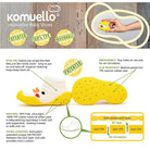 Yellow and white Komuello baby shoes, detailed product information, breathable sole.