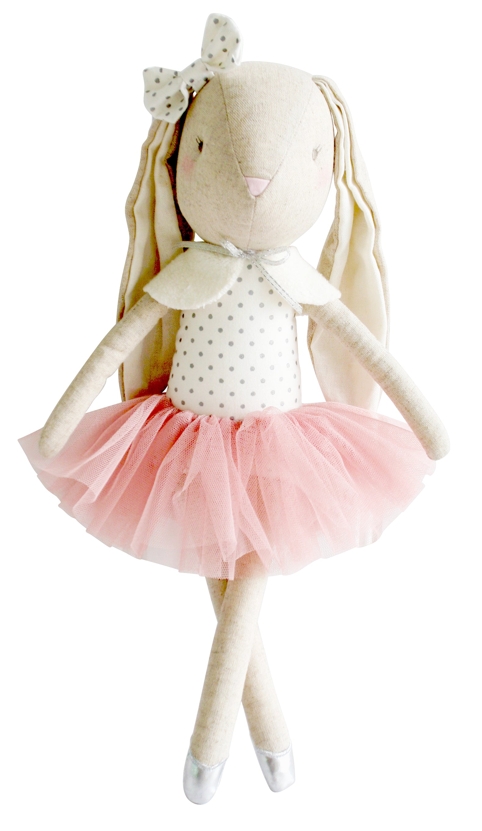 Stuffed bunny ballerina with pink tutu.