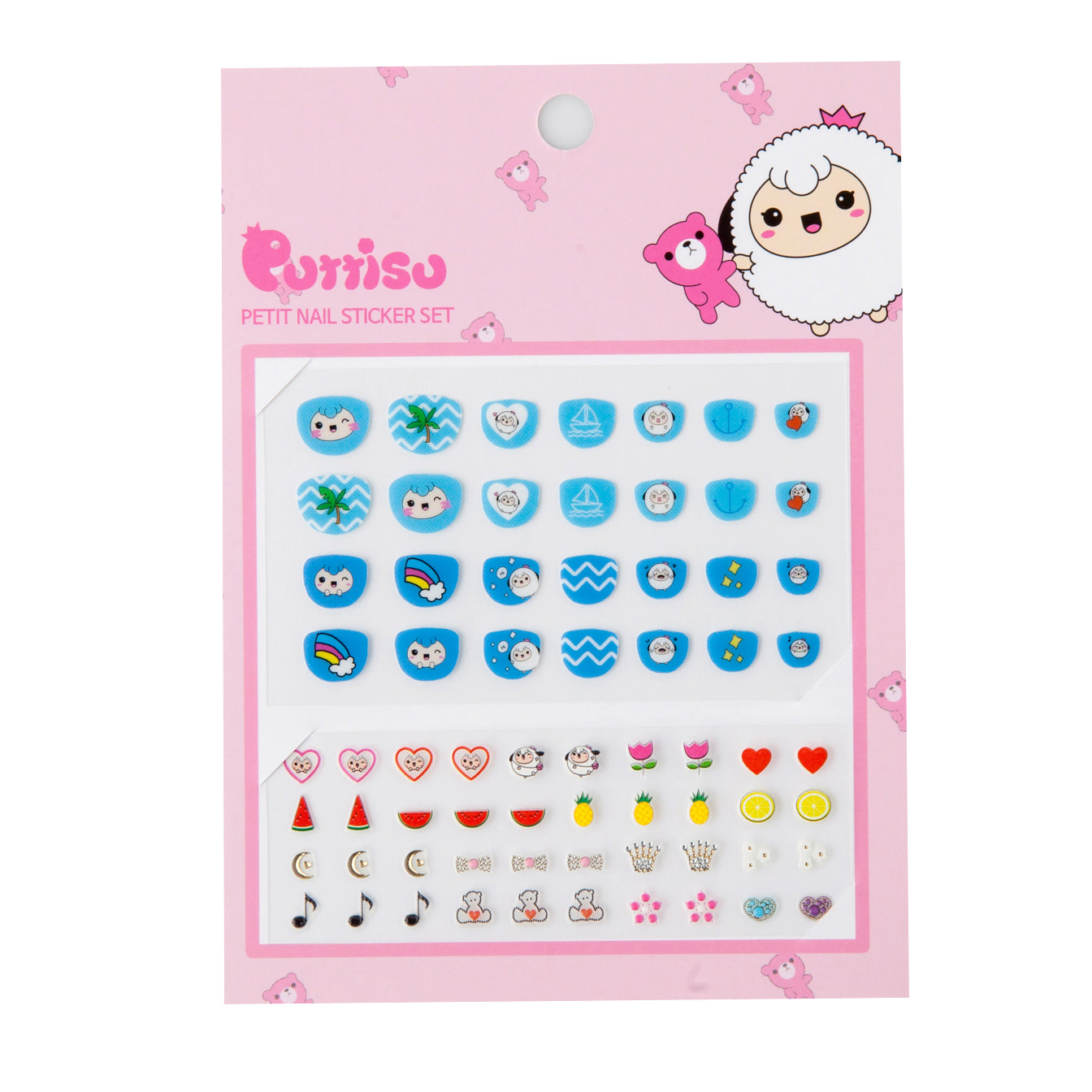 Nail sticker set with various cute designs.