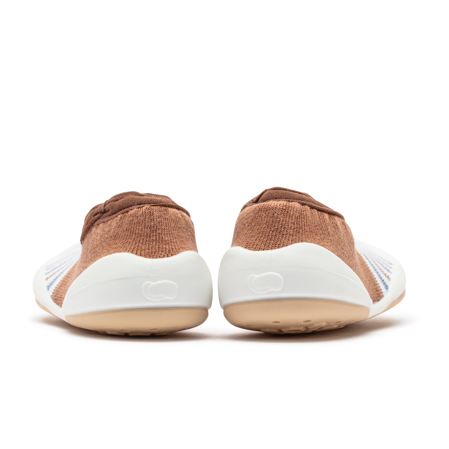 Two baby shoes, rear view.