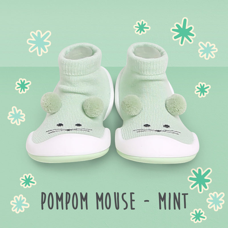 Komuello Baby Shoes - Pompom Mouse - Mint