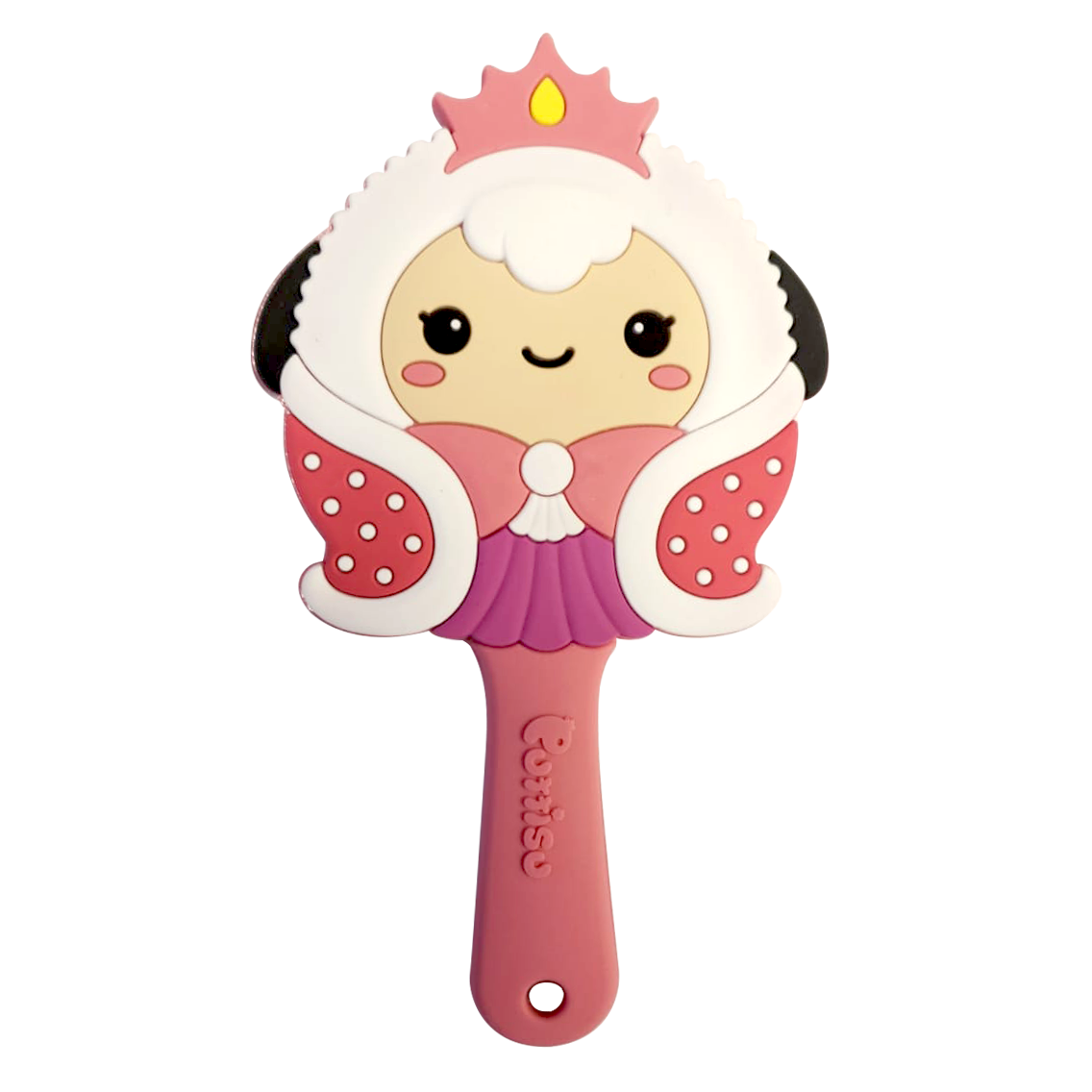 Pink hairbrush with a cartoon sheep princess.