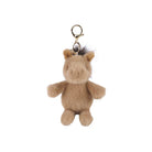 Plush horse keychain with a gold clasp on a white background