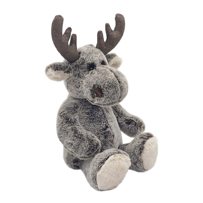 Plush moose toy on a white background