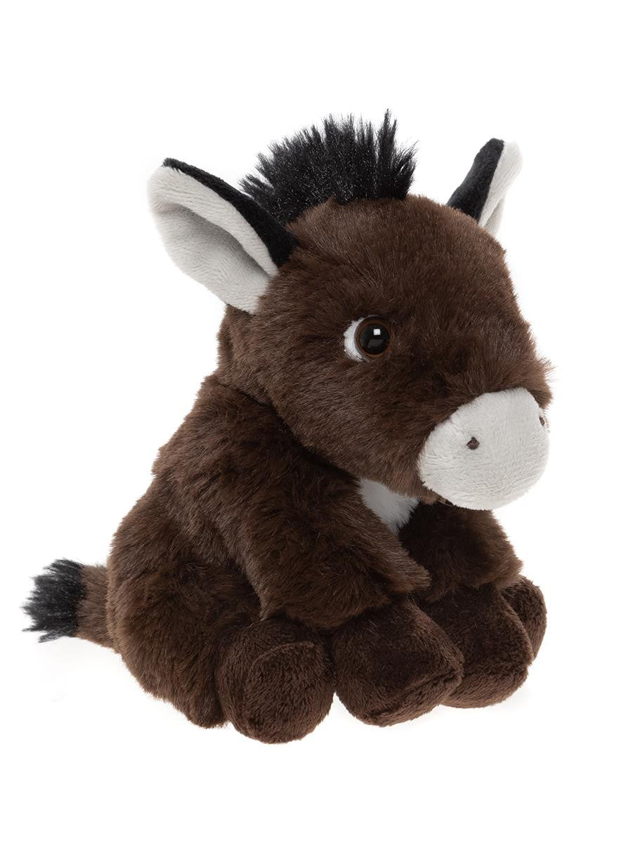 Plush donkey toy on a white background