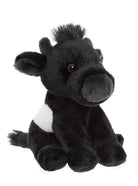 Black and white stuffed animal toy on a white background