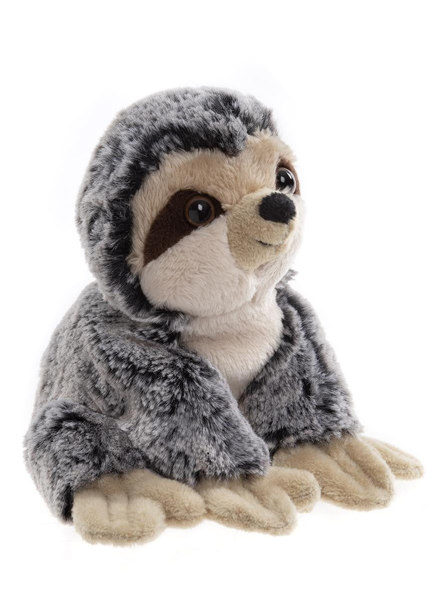 Plush toy sloth on a white background