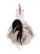 Plush toy resembling a rooster on a white background