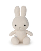 Beige plush rabbit toy on a white background