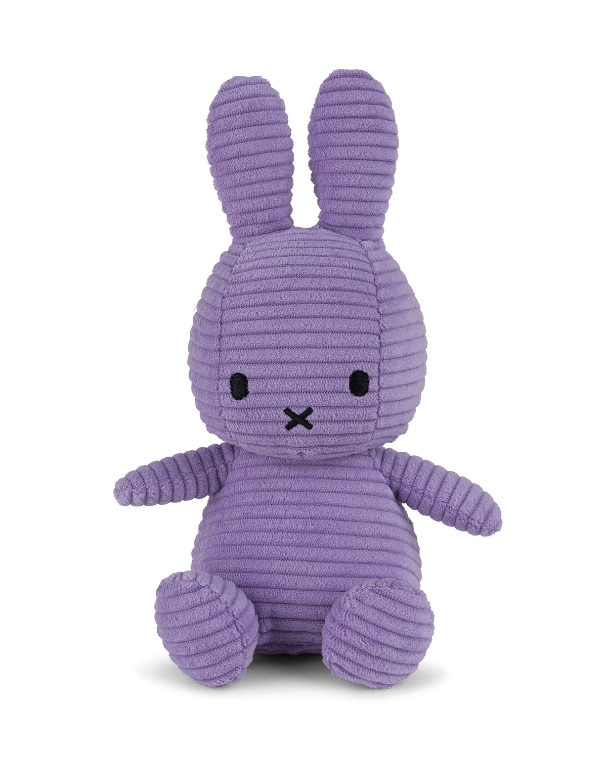 Purple plush bunny toy on a white background