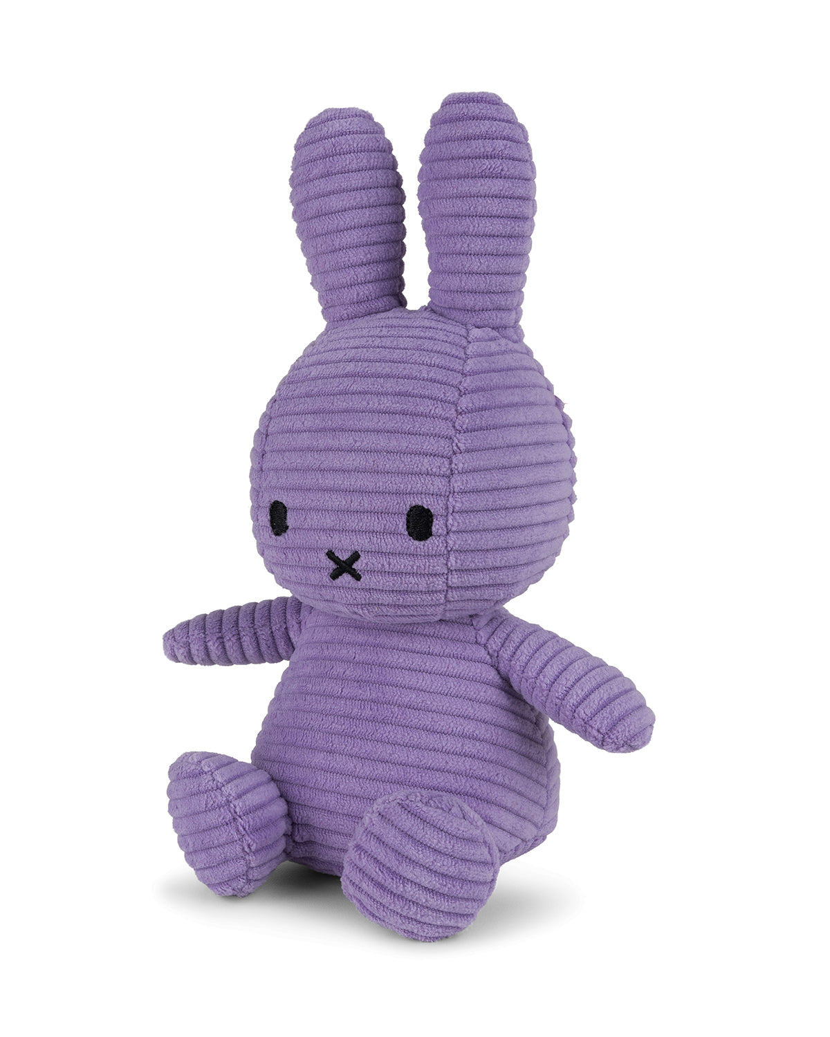 Purple plush bunny toy on a white background