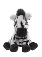 Plush zebra toy on a white background