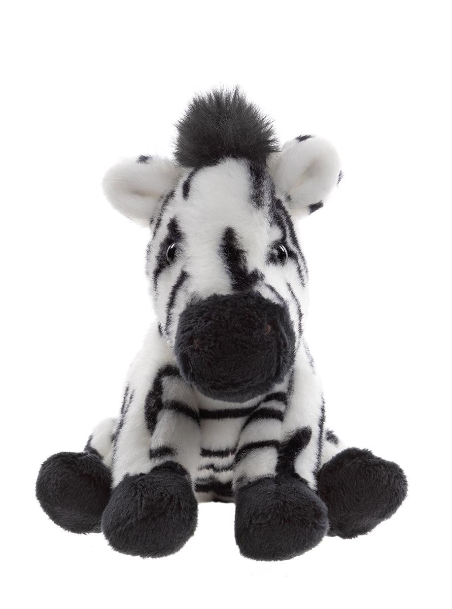 Plush zebra toy on a white background