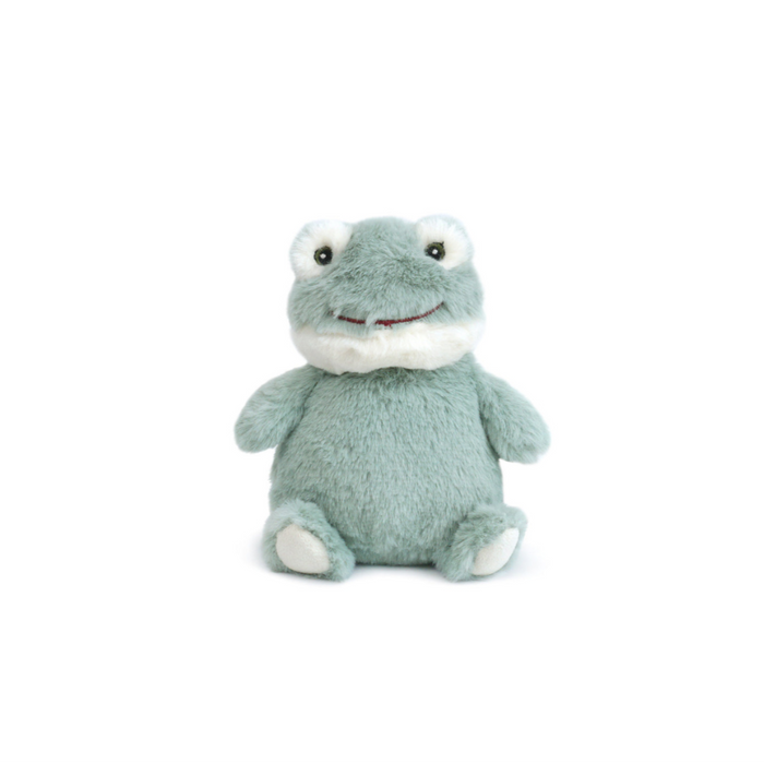 Plush frog toy on a white background
