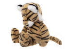 Plush tiger toy on a white background