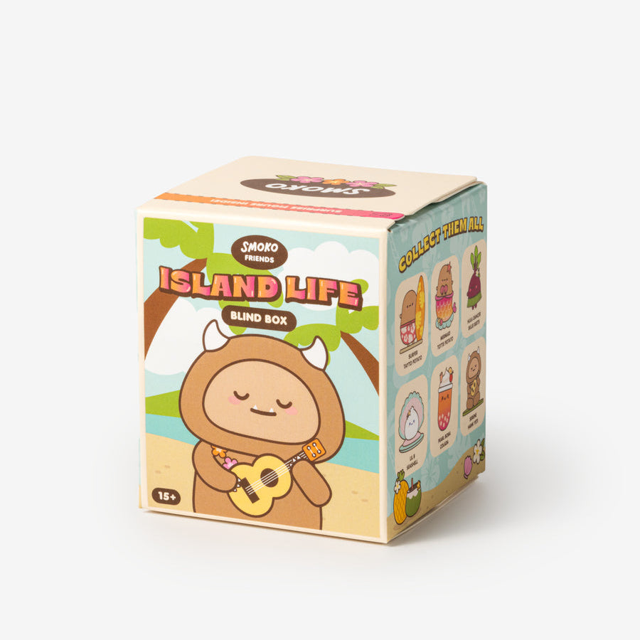 Box labeled 'Island Life' with cartoon character on a white background