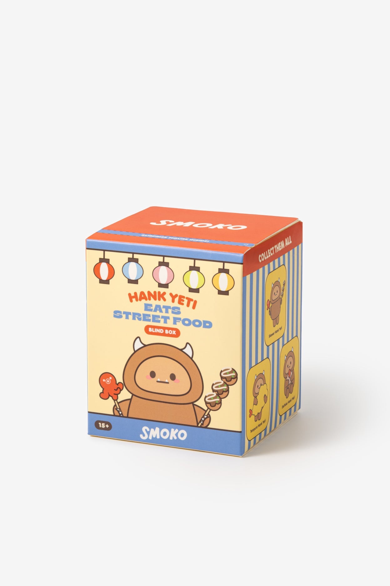 Smoko street food packaging with cartoon character on a white background