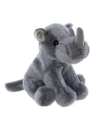 Plush rhino toy on a white background