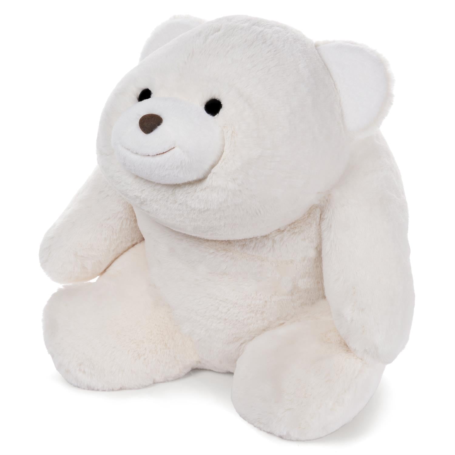 White teddy bear plush toy on a white background