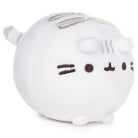 White round plush toy with a simple face design on a white background side view