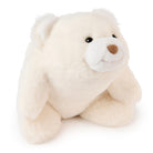 White plush toy with a brown nose on a white background