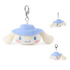 Plush keychain with a blue hat on a white background
