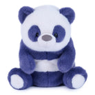Plush toy panda with blue and white color scheme on a white background