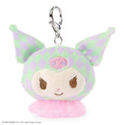 Plush keychain with a checkered pattern on a white background