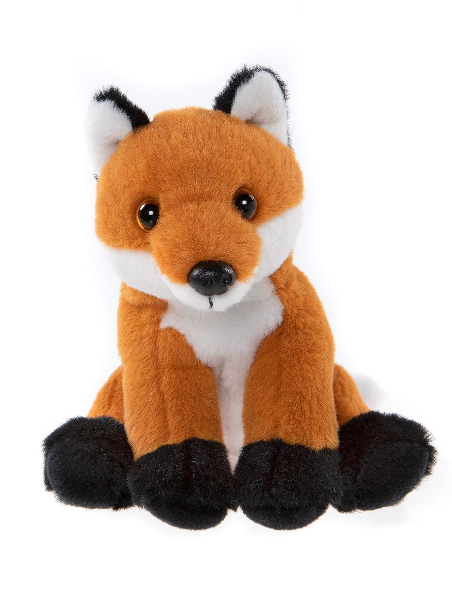 Plush fox toy on a white background