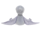 Gray plush toy with a soft texture on a white background