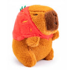 Brown plush toy with a red strawberry hat.