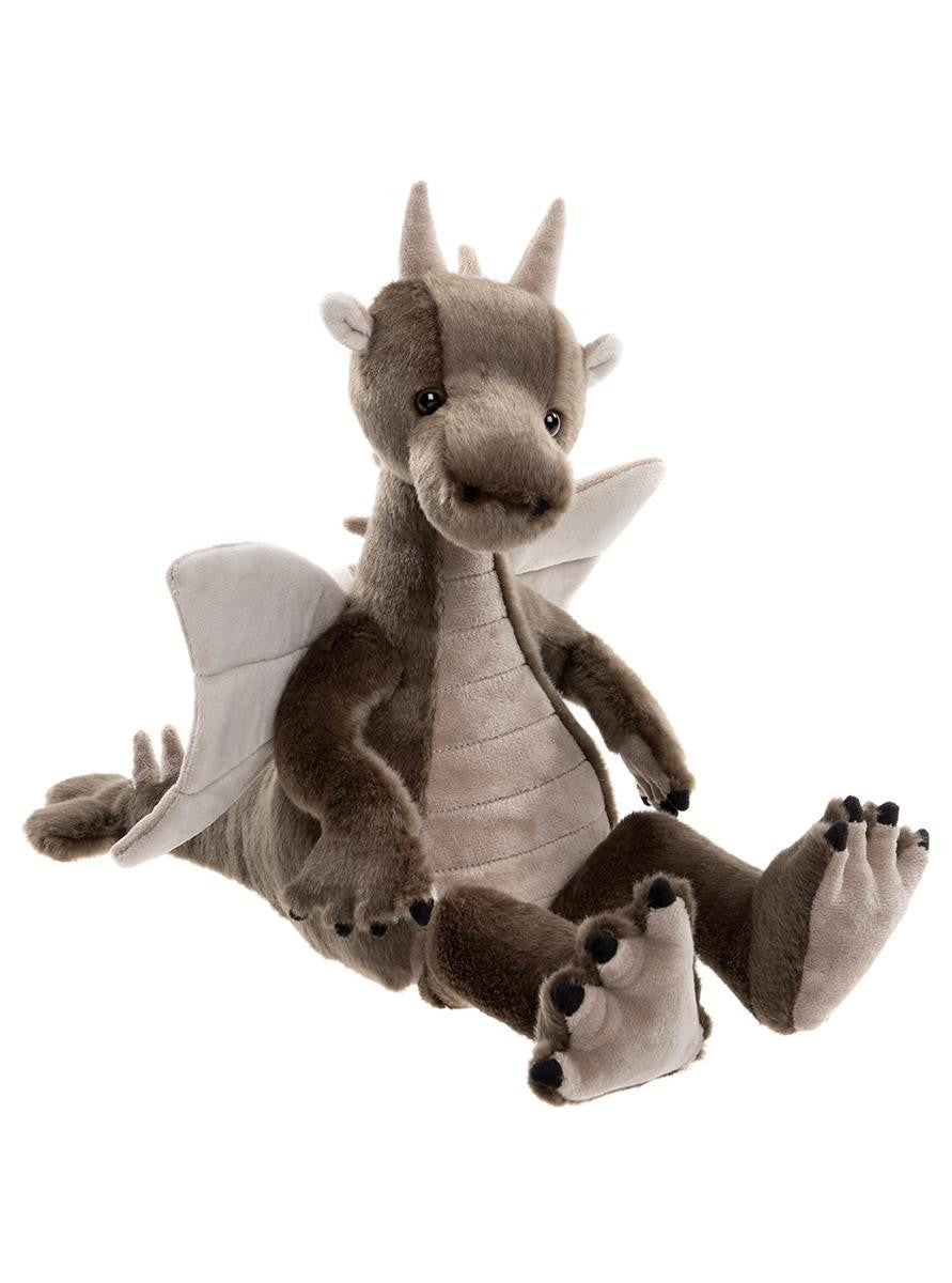 Plush dragon toy on a white background