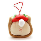Stuffed hot dog ornament with a red hat and a white pompom.